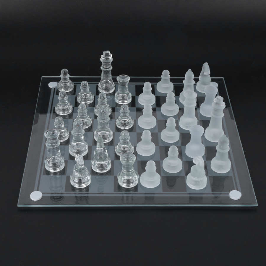לוח שחמט מוצק בעיצוב קריסטל זכוכית