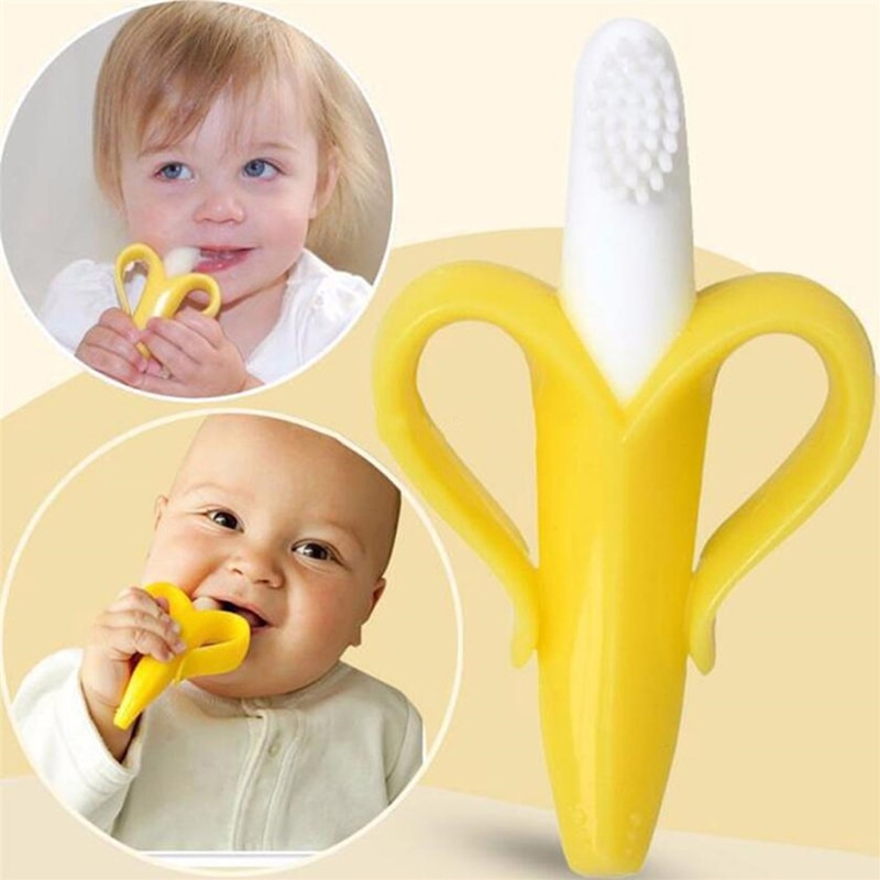 מברשת נשכן שיניים לתינוק מסיליקון בצורת בננה