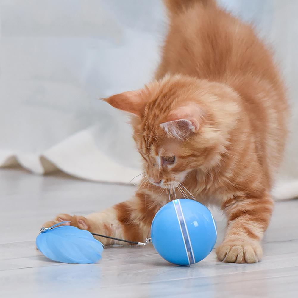 צעצוע לחתול כדור חשמלי מסתובב עם תאורת לד