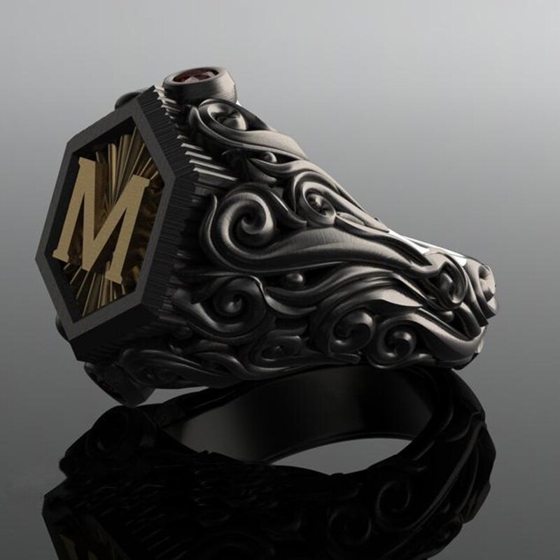 טבעת אות M בעיצוב בוהמי יחיד במינו