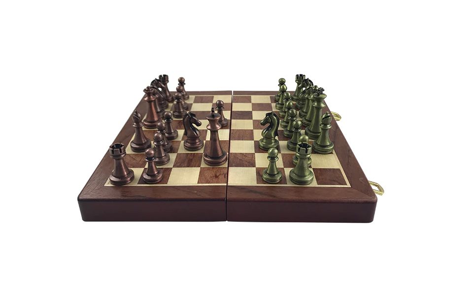 סט שחמט מעץ אגס מתקפל לילדים ומבוגרים