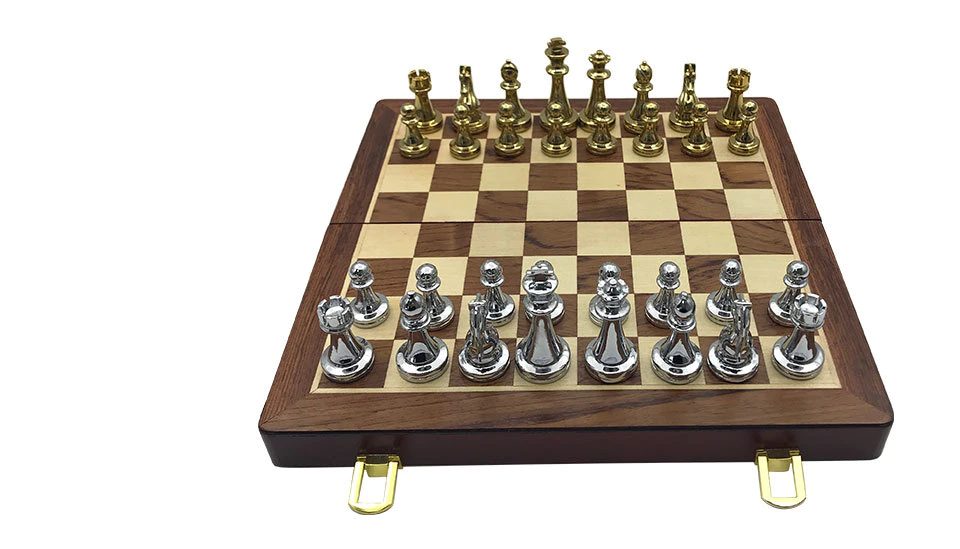 לוח שחמט מעץ רטרו מעולה ומתקפל