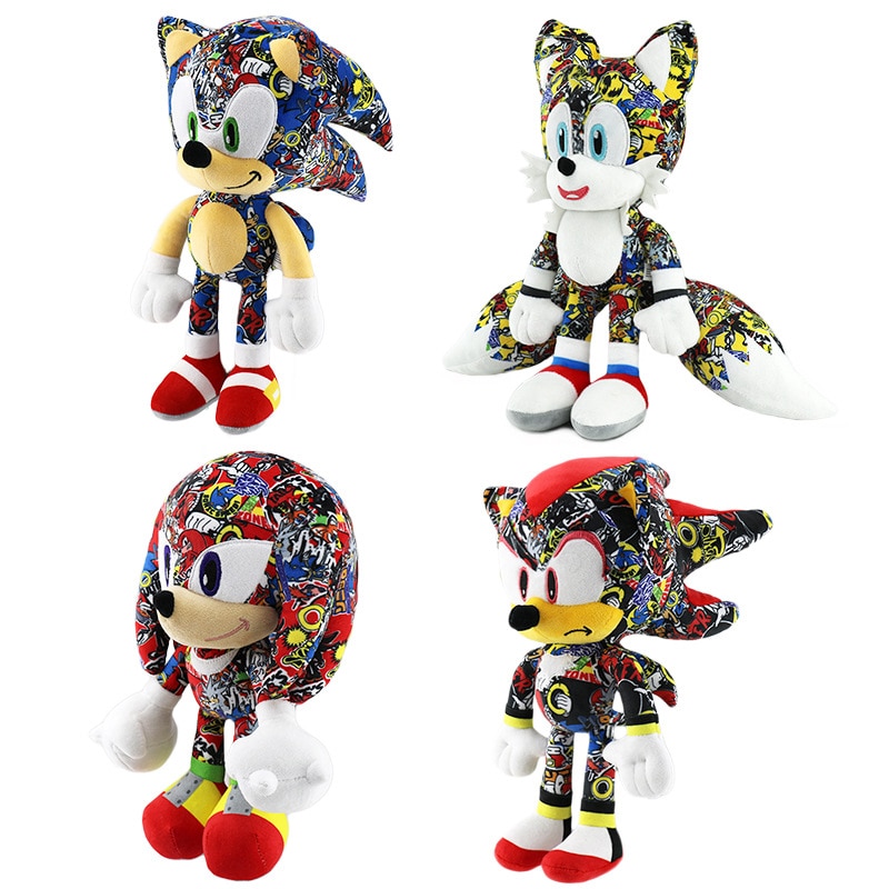Sonic Plush Doll Game Anime Printed Plush Toys Super Tars Plush Toys Cartoon PP Cotton Black BlueToy Kids Birthday Gifts